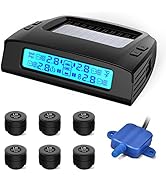 Tymate Tire Pressure Monitoring System - Solar Charge RV TPMS, 5 Alarm Modes, Auto Backlight &amp; Sl...