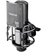 TAKSTAR XLR Condenser Microphone with 34mm Gold-Plated Large Diaphragm, High Sensitivity Cardioid...