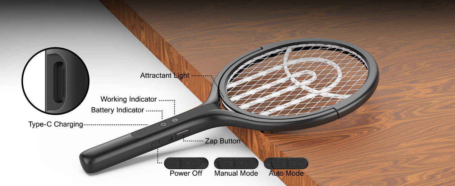 Electric Fly Swatter Racket &amp;amp;amp;amp; Bug Zapper