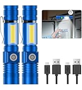 Flashlight USB Rechargeable, Magnetic LED Flashlight, Super Bright LED Tactical Flashlight with C...