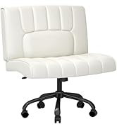FLEXISPOT White Criss Cross Chair with Wheels, White Desk Chair Vanity Chair with Back/4.7in Thic...