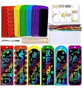 Winlyn 48 Sets 6 Styles Magic Color Scratch Bookmarks Craft Kits Rainbow Scratch Paper Art Sets f...