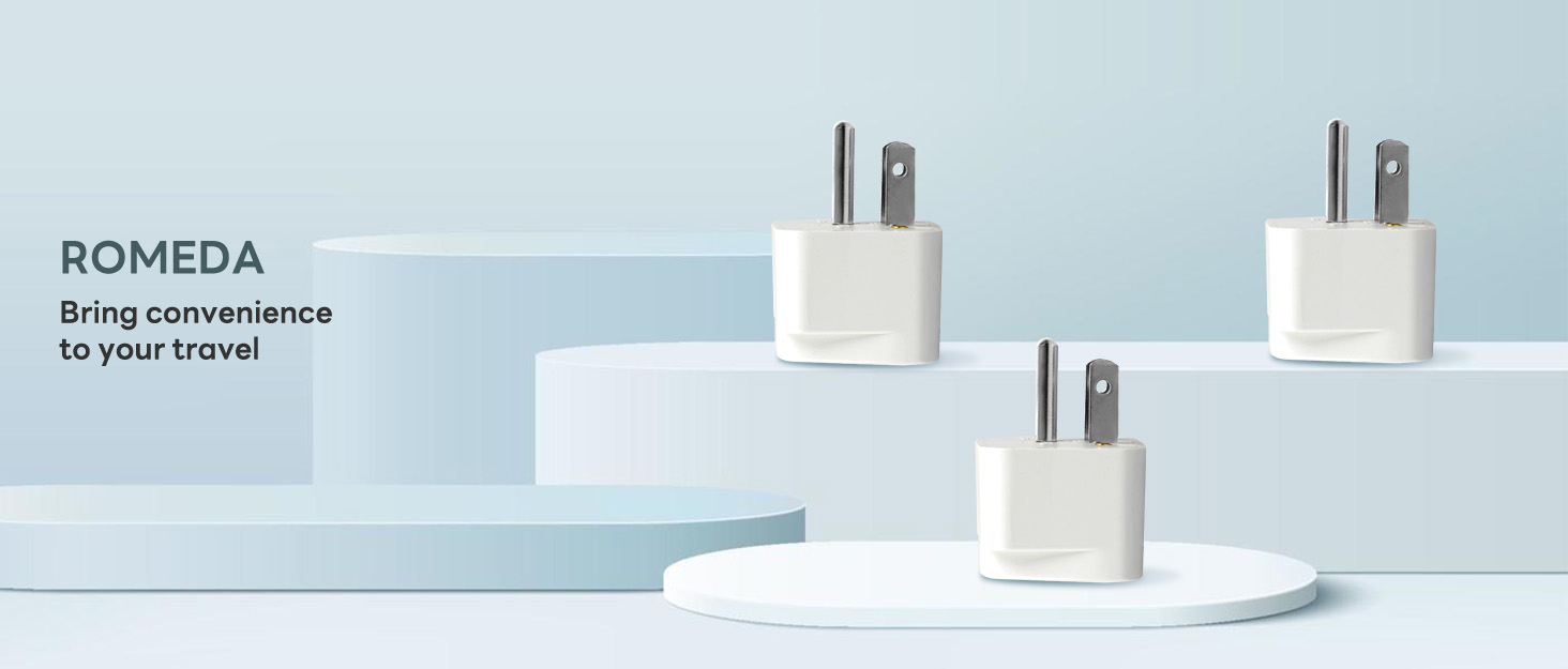 4 Pack Universal Adapter, Europe to US Plug Travel Adapters (White)