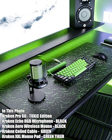Black and Green 60% Mechanical Gaming Keyboard Mouse Pad Mousepad