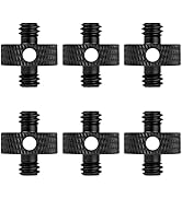 Rigych 1/4 Male to 1/4 Male Camera Thread Screw Adapter with Hole Threaded for Cage, Tripod, Mic,...
