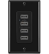 BESTTEN USB Receptacle Outlet, 4.2A/21W High-Speed 4 Port USB Wall Charging Outlet 125VAC Input, ...