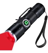 DARKDAWN Flashlight Red Light Rechargeable USB, LED Portable Redlight Flashlights Mini Focus Adju...