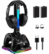 Controller Charger with RGB Headphone Stand &amp; 2X6660mWh Battery Packs for Xbox Series X/S/One/One...