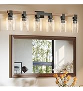 Floresita 6 Light Bathroom Vanity Light 41in with Glass Shade, Farmhouse Vanity Light for Bathroo...
