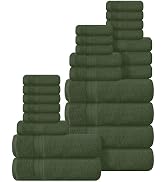 BOUTIQUO 24 Pack Cotton Towel Set, Contains 6 Bath Towels 27x54 inch, 6 Hand Towels 16x24 inch &amp; ...