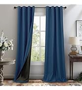 Navy Blue Blackout Curtains 108 Inches Long for Living Room Darkening 2 Panel Set Grommet Thermal...