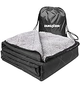 DUKUSEEK Sherpa Waterproof Camping Blanket with Hood - Extra Warm and Large Fleece Outdoor Stadiu...