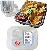Nacho Trays with 2 Compartments, 50-Pack Disposable Plastic - 12oz Crystal Clear Nachos Trays for...
