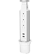 Pop Up Outlet for Countertop, Receptacle Power Strip with 3 AC Outlet 2 USB Ports, Pull Pop Up Po...