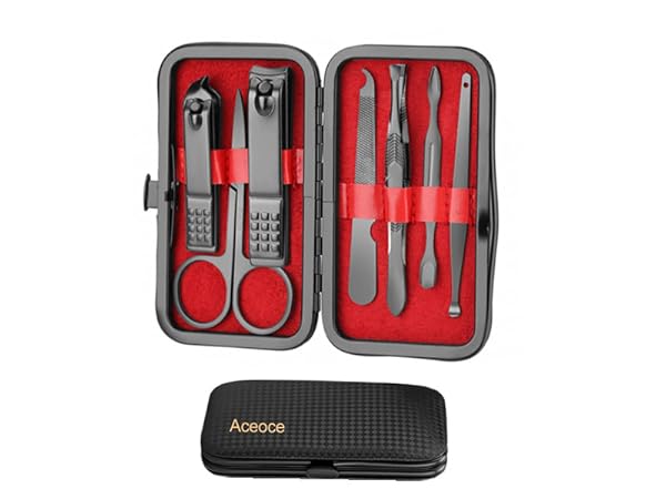 Travel Manicure Set Men Black and Red