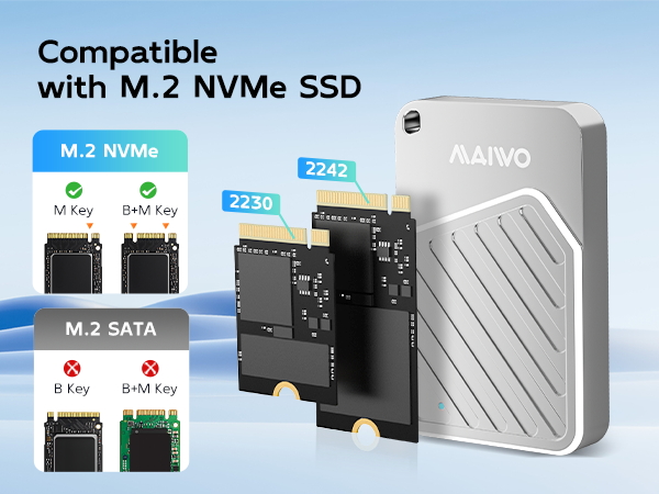 compatible with m.2 nvme 2230/2242mm m key b+m key hard disk magnetic protable ssd enclosure 