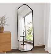 WallBeyond Arched Full Length Mirror Wall Mounted, Black Metal Frame Floor Length Mirror, 65