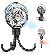 Ausic Stroller Fan with Mist, 100ml Misting Portable Fan for Stroller, Baby Fans with Detachable ...