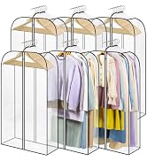 LANDNEOO 6 Pack Clear Garment Bags for Hanging Clothes with Zippers on Double Sides - 10'' Clothe...