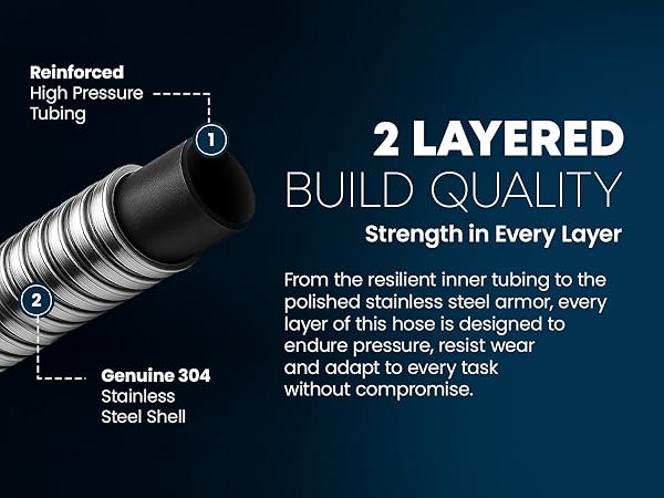 durable heavy duty build quality stainless steel metal garden hose genuine 304 steel shell