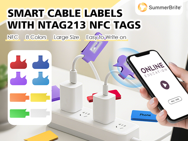 1 cable cord labels for electronics with NFC tags stickers