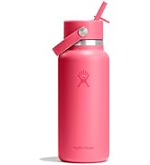 Hydro Flask Water Bottle - Insulated Stainless Steel - Wide Mouth Flex Straw Lid, Non Spill, Leak...