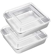 E-far 8 x 8-Inch Baking Pan with lid, Square Cake Brownie Baking Pans Stainless Steel Bakeware Se...