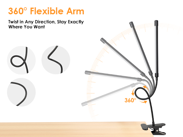 3 head desk lamp with adjustable head and arm