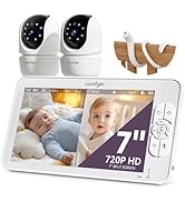 Comfyer Split-Screen Baby Monitor with 2 1080P Cameras, 7" HD 720P Baby Monitor No WiFi with a Fl...