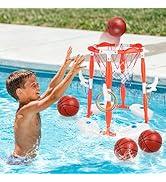 LPFG Pool Basketball Hoop, 2-in-1 Floating Pool Toys 360° Shooting Ring Toss Games with 4 Balls 1...