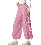 Fisoew Women’s Wide Leg Track Pants Casual Elastic Waist Bow Tie Y2K Baggy Sweatpants with Pockets