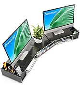 LORYERGO Dual Monitor Stand, Laptop Stand with Storage Accessories Slots, Length and Angle Adjust...