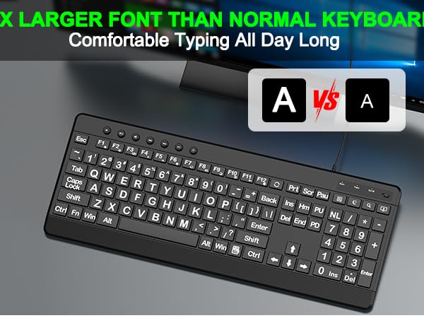 Keyboard Large Print Keyboard Ergonomic Keyboard Large Key Wrist Rest quiet
