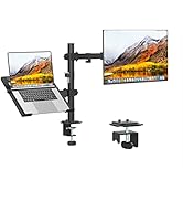 UPGRAVITY Monitor and Laptop Mount, Monitor Arm with Laptop Tray for 13" to 27" LCD Computer Scre...