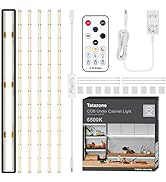 Tatazone 6pcs COB Under Cabinet Lighting Kit, 9.84ft 6500K Bright Under Cabinet Light Strip with ...