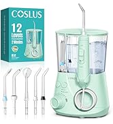 COSLUS E2 Excellent Water Flosser for Teeth Cleaning: 12 Pressure Settings &amp; 2 Modes for Orthodon...