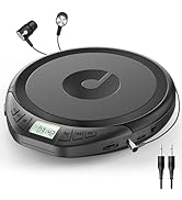 Gueray Portable CD Player with Earphones,CD Walkman for Car Home with Anti-Skip Shockproof Protec...