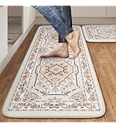 Kitchen Floor Mat Set of 2, Cushioned Anti Fatigue Kitchen Mat 17"x47"+17"x29", Non-Slip Waterpro...