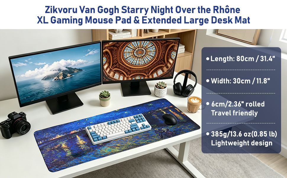 Van Gogh Starry Night Over the Rhône XL Gaming Mouse Pad &amp;amp; Extended Large Desk Mat