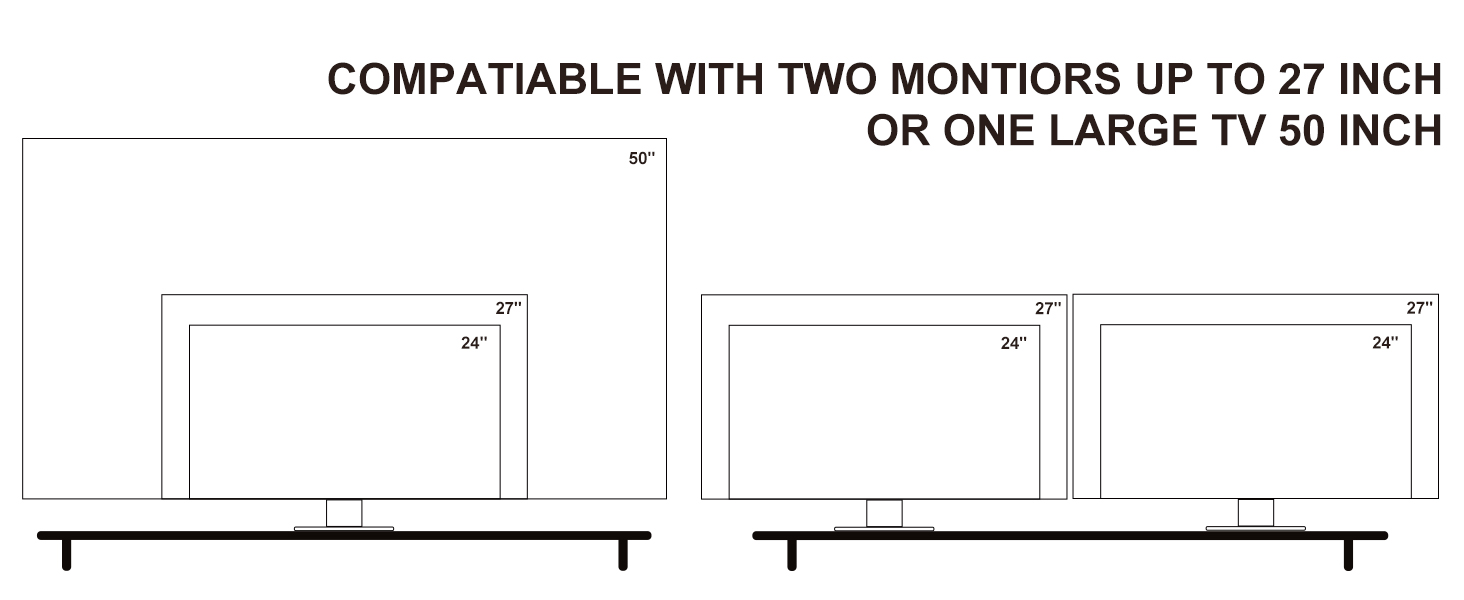 wood dual monitor stand riser computer laptop tv 50 inch