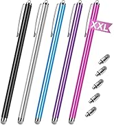 Stylus pens for Touch Screens [5 Pack Long Pen Body] Fiber mesh Tips High Sensitivity &amp; Fine Poin...