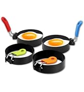 4 Pack Egg Ring Molds, Circular Egg Cooker Rings with Anti-scald Handle, Cooking Molds For Eggs, ...