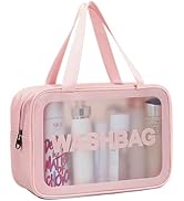 DAPOWER Travel Toiletry Bag for Women, Matte Translucent Toiletry Bag with Handy Handle, Makeup C...