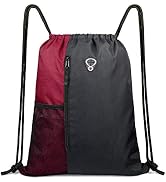 Drawstring Backpack Sports Gym Bag for Women Men Children Large Size with Zipper and Water Bottle...