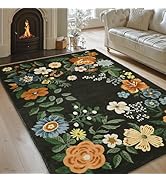 Mightree Washable Area Rugs - Non Slip Floor Mat Foldable Thin Low Pile Soft Carpet, Vintage Fluf...