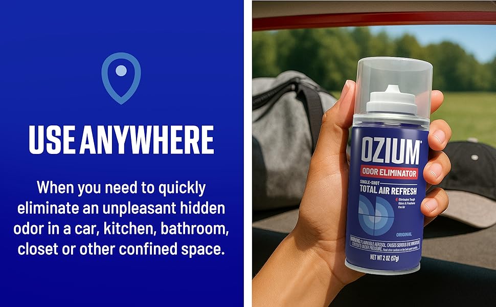 Eliminate an unpleasant hidden odor in a car, kitchen, bathroom, closet or other confinded space.