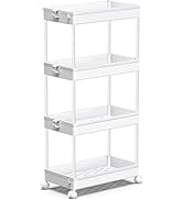 SPACEKEEPER Storage Cart, 4-Tier Mobile Shelving Unit, Bathroom Rolling Cart Utility Storage Orga...