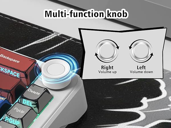 womier L65 60% Mechanical Keyboard Wireless with Knob, White Gaming Keyboard 4000mAh Battery