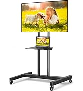TVON Rolling TV Stand for 32-83 inch Flat Screen/Curved TVs up to 110 lbs, Height Adjustable Port...