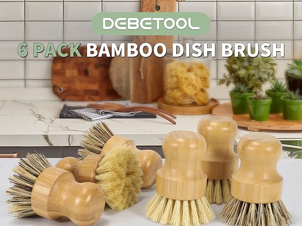 Bamboo dish brush set